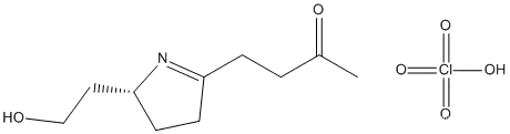Molecular Structure of 88909-25-5 (2-Butanone, 4-[3,4-dihydro-2-(2-hydroxyethyl)-2H-pyrrol-5-yl]-, (R)-,perchlorate (salt))